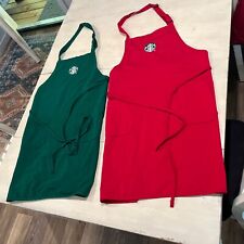 Starbucks Coffee Barista Aprons (1) Green & (1) Red, 2 Pockets, Embroidered Logo picture