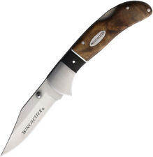 Winchester Burl Wood Lockback Folding Pocketknife w/Sheath picture
