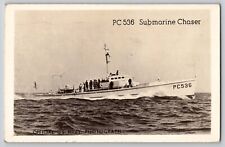 WW2 WWII PC536 Submarine Chaser US Navy RPPC Photo Postcard 1944 Great Lakes IL picture