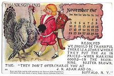 Buffalo, NY New York 1907 Postcard, Buster Brown and Tige with Calendar TRIMMED picture