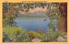 D1849 Beautiful Lake Tahoe & the High Sierra CA - 1938 Teich Linen PC # 8A-H2623 picture