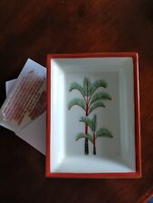 Palm Trees Trinket Tray Fine Bone China Hand Painted 13.5x10cm VGC  As New  picture