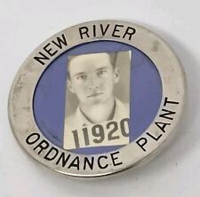 Ordnance Plant Worker Badge Pin Employee ID New River Metal Vtg WW2 World War 2 picture