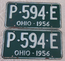 Vintage NEAR MINT+ 1956 OHIO License Plate Set picture