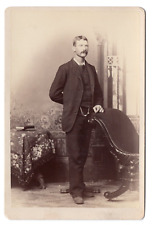 PORTAGE WI 1880s MAN FULL VIEW WATCH CHAIN Victorian Cabinet Card by PLUMB picture