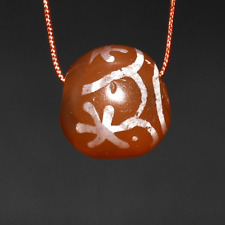 Ancient Round Etched Carnelian Bead with Beautiful Pattern over 1000 Years Old picture