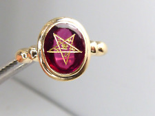 Antique 10K Yellow Gold & Ruby Red Eastern Star Women's Masonic Ring picture