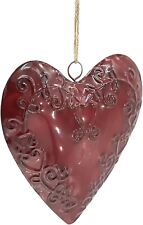 Red Embossed Metal Heart Ornament picture