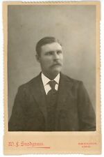 CIRCA 1890'S Stunning CABINET CARD Handsome Man Mustache WF Snodgrass Astoria OR picture