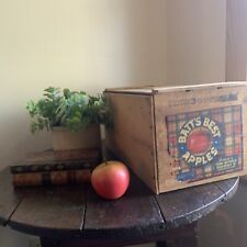 Rare Small Size Apple Wooden Crate Vintage Antique Minneapolis Batts Best Label picture