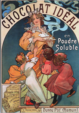 Art Nouveau Alphonse Mucha Werbeplakat Fur Chocolat Ideal 1897 Postcard BP22 picture
