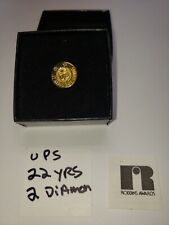 22 Year Safe Driver UPS Employee Service Award Pin 2 Diamonds Tie Tack 1/10 10K picture