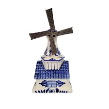 Vintage DELFTS BLUE Windmill (Coin Bank. (Made In Holland ) Signed At Bottom. picture