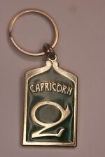 Vintage Zodiac Capricorn Sign Keychain Key Chain Two Sided Metal 2-3/8