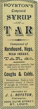 1880's-90's J.L. Royston Syrup of Tar, Horehound Quack Medicine Bottle Label F1 picture