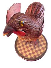 Vintage Chinese Bamboo Chicken Rooster Woven Weave Statue Figurine Chekiang picture
