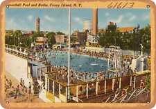 Metal Sign - New York Postcard - Ravenhall Pool and Baths, Coney Island, N. Y. picture