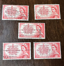 AUSTRALIA 3 1/2d CORONATION OF HER MAJESTY LOT OF 5 STAMPS QUEEN ELIZABETH II picture