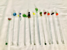 Vintage Handmade Glass Stirrers/ 12pc/ 11 Different Tops.  picture