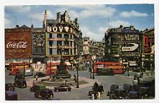 Vintage London Busy Street View Piccadilly Circus Coca Cola Sign Chrome Postcard picture