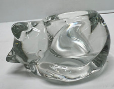 vintage crystal sleeping cat votive candle holder trinket dish paperweight picture
