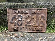 Authentic Vintage 1941 Maine License Plate Antique Metal License Plate Auto Tag picture