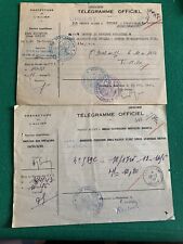 VICHY DOCUMENTS: 2 TELEGRAMS PREFECT OF MILLS 1943 STAMPS CODES WW2 A picture