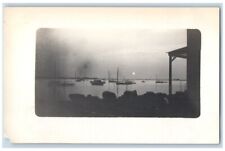 c1910's Sunrise Boats Shoreline View New London CT RPPC Photo Unposted Postcard picture