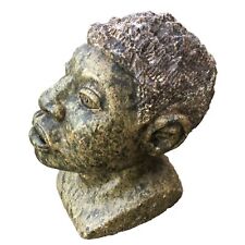 Vintage African Stone Carving CARVED Bust Of Man Signed THOMAS MYKUNA 12” picture