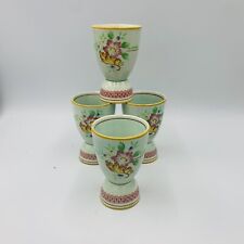 set 4 Carolynn 3.75” Egg Cups By Adams made in England Floral Light Green Pink picture
