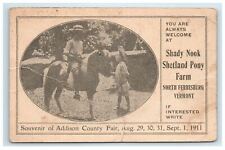 1911 Shady Nook Shetland Pony Farm Ferrisburg VT Souvenir Addison County Fair picture