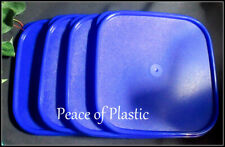 New Tupperware Set of 4 Modular Mates Replacement Square Seals Lids BLUE picture