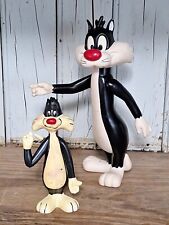 2 Vintage Sylvester the Cat Warner Bros dolls Movable Arms & Solid Rubber Toys picture