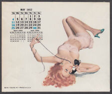 ESQUIRE calendar pin-up 5 1952 Chiriaka: redhead pink undies phone picture