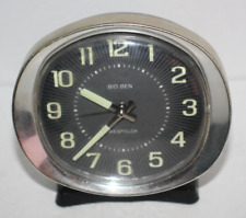 Vintage Westclox Big Ben Wind-Up Alarm Clock Luminous MCM Chrome Black READ picture
