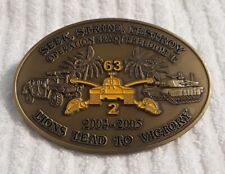 AUTHENTIC ARMY in IRAQ OIF II 04-05 2-63 ARMOR 1ID BRO RARE BRASS BELT BUCKLE picture