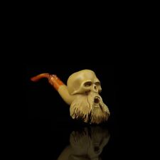 Bearded Skull Pipe By Handmade Block Meerschaum-NEW W CASE#1878 picture