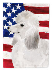 White Standard Poodle Patriotic Flag Canvas House Size BB9386CHF picture