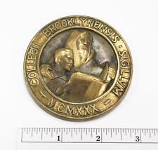 Vintage 1930s Brooklyn College New York Bronze Award Medal by J.R. Wood Jewelry picture