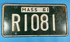 Automobile License Plate 1961 Massachusetts # R1081 Vintage picture