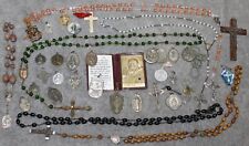 VINTAGE LOT OF RELIGIOUS CATHOLIC MEDALS ROSARIES STERLING ITALY picture