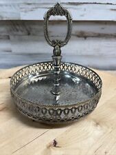 Vintage Silver Plated Hammered Tray Cosmetic Perfume Holder Caddy picture