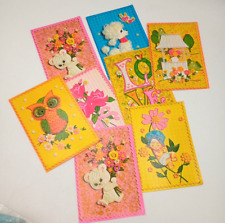 Vintage Colorful Calicos Greeting Cards Unused Kitchy 1970s 8 Cards Envelopes picture