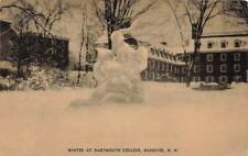 c1950 Winter Snow Covered Statue Dartmouth College Hanover NH P415 picture