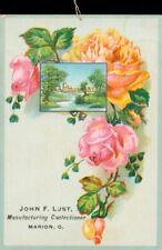 c1880 JOHN F LUST MANUFACTURING CONFECTIONER MARION OH OHIO TRADE CARD FLORAL  picture