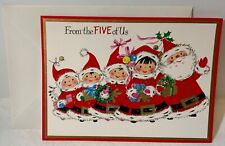 VTG Quality Crest Embossed Christmas Card UNUSED “From 5 of us” Dressed as Santa picture