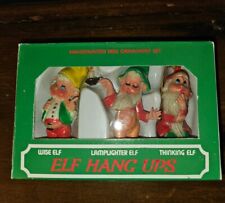 Elf Hang Ups Ornaments Pixie Elves Gnome Christmas Decor Made in Macau Handpaint picture
