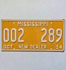 2014 Mississippi Yellow New Car Dealer  License Plate  picture