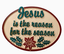 Vintage Christmas Wood Sign, Jesus is the Reason for the Season Christian Plaque picture