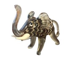 Vintage 1970s Fitz And Floyd Small Art Glass Elephant Figurine, 70s Wild Animals picture